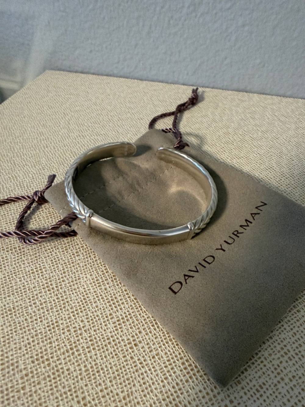 David Yurman Silver Cable-Detail Cuff Bracelet